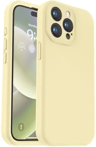 Vooii Чехол для iPhone 13, улучшенный жидкий силикон [защита камеры] [мягкая подкладка из микрофибры против царапин] ударопрочный чехол для iPhone 13 6.1 дюйма — канареечно-желтый - VOOII