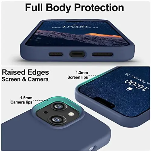 Vooii Чехол для iPhone 14, [Шелковистый премиальный жидкий силикон], [Мягкая подкладка из микрофибры против царапин], Ультратонкий ударопрочный защитный чехол для iPhone 14 - Темно-синий - 3
