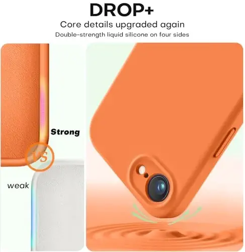 Vooii Compatible with iPhone 11 Case, Upgraded Liquid Silicone with [Flat Edges] [Camera Protection] [Soft Anti-Scratch Microfiber Lining] Phone Case for iPhone 11 6.1 inch - Bright Orange - 4