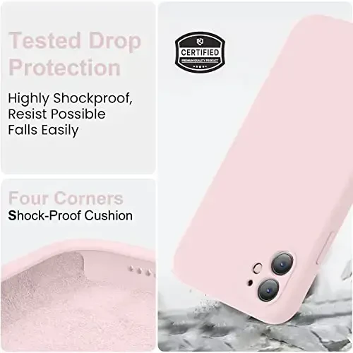 Vooii Compatible with iPhone 11 Case, Upgraded Liquid Silicone with [Flat Edges] [Camera Protection] [Soft Anti-Scratch Microfiber Lining] Phone Case for iPhone 11 6.1 inch - Chalk Pink - 5