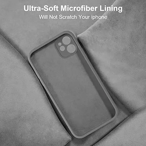 Vooii Compatible with iPhone 11 Case, Upgraded Liquid Silicone with [Flat Edges] [Camera Protection] [Soft Anti-Scratch Microfiber Lining] Phone Case for iPhone 11 6.1 inch - Dark Grey 