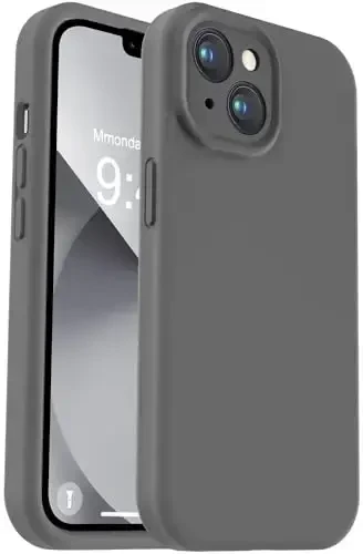 Vooii Compatible with iPhone 11 Case, Upgraded Liquid Silicone with [Flat Edges] [Camera Protection] [Soft Anti-Scratch Microfiber Lining] Phone Case for iPhone 11 6.1 inch - Dark Grey - 1