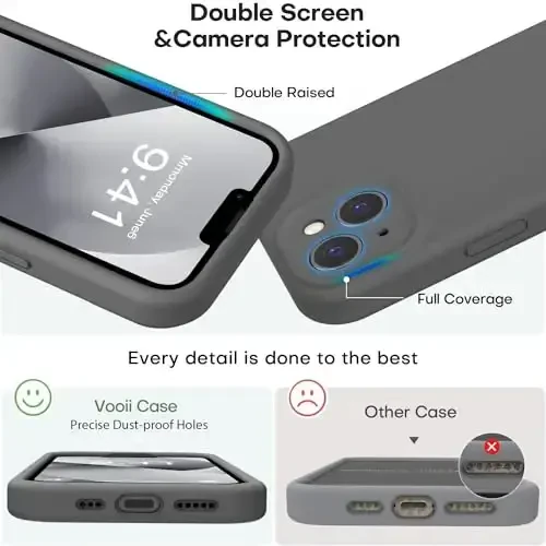 Vooii Compatible with iPhone 11 Case, Upgraded Liquid Silicone with [Flat Edges] [Camera Protection] [Soft Anti-Scratch Microfiber Lining] Phone Case for iPhone 11 6.1 inch - Dark Grey - 10