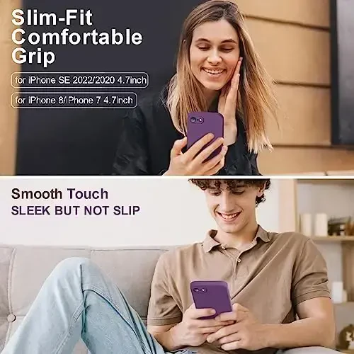 Vooii Compatible with iPhone 11 Case, Upgraded Liquid Silicone with [Flat Edges] [Camera Protection] [Soft Anti-Scratch Microfiber Lining] Phone Case for iPhone 11 6.1 inch - Grape - 2