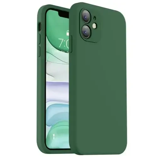 Vooii Compatible with iPhone 11 Case, Upgraded Liquid Silicone with [Flat Edges] [Camera Protection] [Soft Anti-Scratch Microfiber Lining] Phone Case for iPhone 11 6.1 inch - Green - VOOII