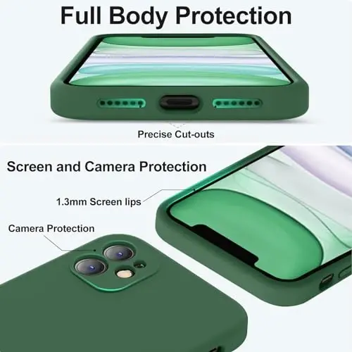 Vooii Compatible with iPhone 11 Case, Upgraded Liquid Silicone with [Flat Edges] [Camera Protection] [Soft Anti-Scratch Microfiber Lining] Phone Case for iPhone 11 6.1 inch - Green - 4