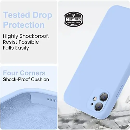 Vooii Compatible with iPhone 11 Case, Upgraded Liquid Silicone with [Flat Edges] [Camera Protection] [Soft Anti-Scratch Microfiber Lining] Phone Case for iPhone 11 6.1 inch - Light Blue - 5