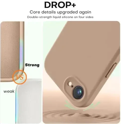 Vooii Compatible with iPhone 11 Case, Upgraded Liquid Silicone with [Flat Edges] [Camera Protection] [Soft Anti-Scratch Microfiber Lining] Phone Case for iPhone 11 6.1 inch - Light Brown - 4