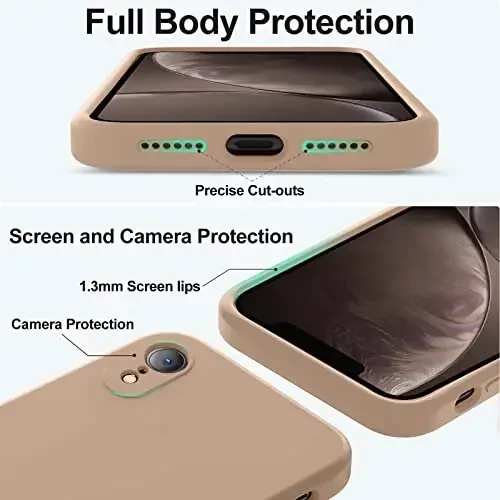 Vooii Compatible with iPhone 11 Case, Upgraded Liquid Silicone with [Flat Edges] [Camera Protection] [Soft Anti-Scratch Microfiber Lining] Phone Case for iPhone 11 6.1 inch - Light Brown - 4