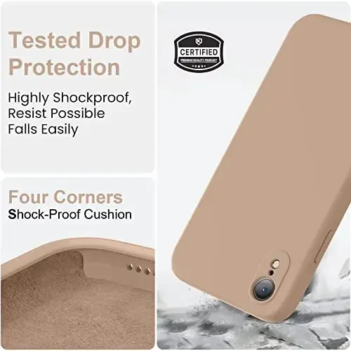 Vooii Compatible with iPhone 11 Case, Upgraded Liquid Silicone with [Flat Edges] [Camera Protection] [Soft Anti-Scratch Microfiber Lining] Phone Case for iPhone 11 6.1 inch - Light Brown - 5