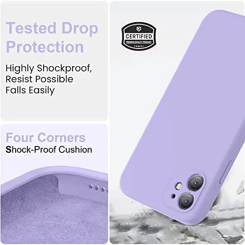 Vooii Compatible with iPhone 11 Case, Upgraded Liquid Silicone with [Flat Edges] [Camera Protection] [Soft Anti-Scratch Microfiber Lining] Phone Case for iPhone 11 6.1 inch - Light Purple - 5
