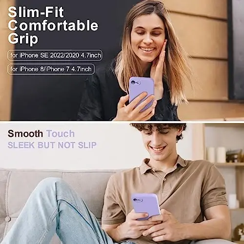 Vooii Compatible with iPhone 11 Case, Upgraded Liquid Silicone with [Flat Edges] [Camera Protection] [Soft Anti-Scratch Microfiber Lining] Phone Case for iPhone 11 6.1 inch - Light Purple - 2