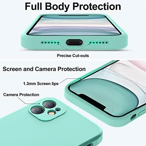 Vooii Compatible with iPhone 11 Case, Upgraded Liquid Silicone with [Flat Edges] [Camera Protection] [Soft Anti-Scratch Microfiber Lining] Phone Case for iPhone 11 6.1 inch - Sea Blue - 4
