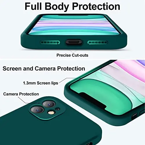 Vooii Compatible with iPhone 11 Case, Upgraded Liquid Silicone with [Flat Edges] [Camera Protection] [Soft Anti-Scratch Microfiber Lining] Phone Case for iPhone 11 6.1 inch - Teal - 4