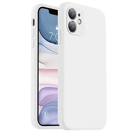 Vooii Compatible with iPhone 11 Case, Upgraded Liquid Silicone with [Flat Edges] [Camera Protection] [Soft Anti-Scratch Microfiber Lining] Phone Case for iPhone 11 6.1 inch - White - VOOII