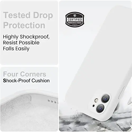 Vooii Compatible with iPhone 11 Case, Upgraded Liquid Silicone with [Flat Edges] [Camera Protection] [Soft Anti-Scratch Microfiber Lining] Phone Case for iPhone 11 6.1 inch - White - 5