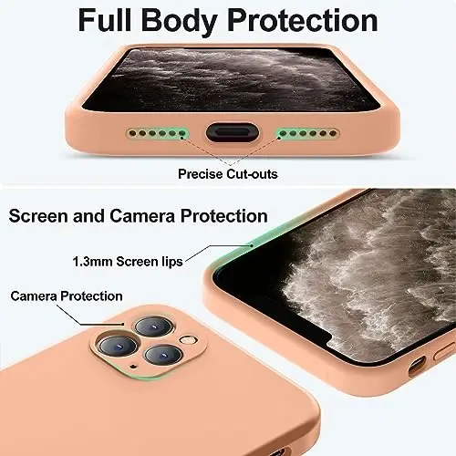 Vooii Compatible with iPhone 11 Pro Case, Upgraded Liquid Silicone with [Flat Edges] [Camera Protection] [Soft Anti-Scratch Microfiber Lining] Phone Case for iPhone 11 Pro 5.8 inch - Cantaloupe - 4