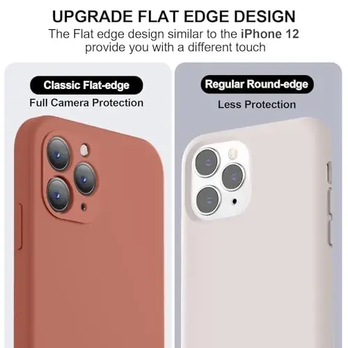 Vooii Compatible with iPhone 11 Pro Case, Upgraded Liquid Silicone with [Flat Edges] [Camera Protection] [Soft Anti-Scratch Microfiber Lining] Phone Case for iPhone 11 Pro 5.8 inch - Caramel - 3