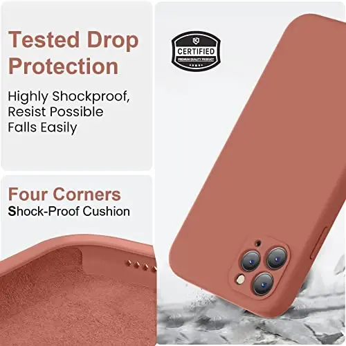 Vooii Compatible with iPhone 11 Pro Case, Upgraded Liquid Silicone with [Flat Edges] [Camera Protection] [Soft Anti-Scratch Microfiber Lining] Phone Case for iPhone 11 Pro 5.8 inch - Caramel - 5