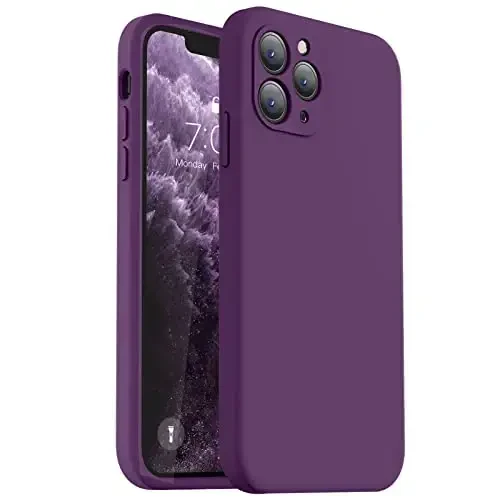 Vooii Compatible with iPhone 11 Pro Case, Upgraded Liquid Silicone with [Flat Edges] [Camera Protection] [Soft Anti-Scratch Microfiber Lining] Phone Case for iPhone 11 Pro 5.8 inch - Grape - 1