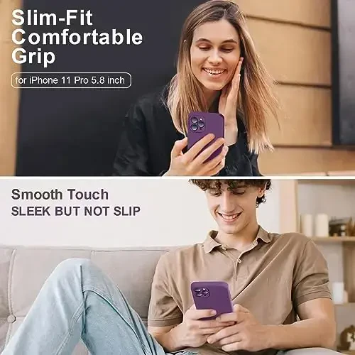 Vooii Compatible with iPhone 11 Pro Case, Upgraded Liquid Silicone with [Flat Edges] [Camera Protection] [Soft Anti-Scratch Microfiber Lining] Phone Case for iPhone 11 Pro 5.8 inch - Grape - VOOII (1)