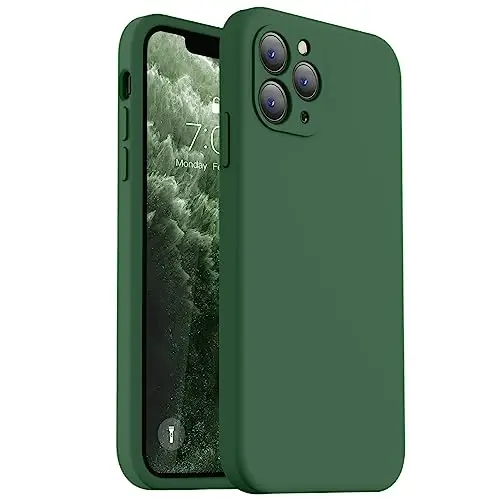 Vooii Compatible with iPhone 11 Pro Case, Upgraded Liquid Silicone with [Flat Edges] [Camera Protection] [Soft Anti-Scratch Microfiber Lining] Phone Case for iPhone 11 Pro 5.8 inch - Green - VOOII