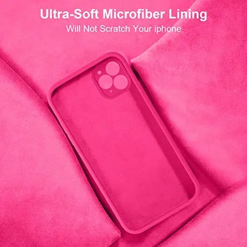 Vooii Compatible with iPhone 11 Pro Case, Upgraded Liquid Silicone with [Flat Edges] [Camera Protection] [Soft Anti-Scratch Microfiber Lining] Phone Case for iPhone 11 Pro 5.8 inch - Hot Pink 