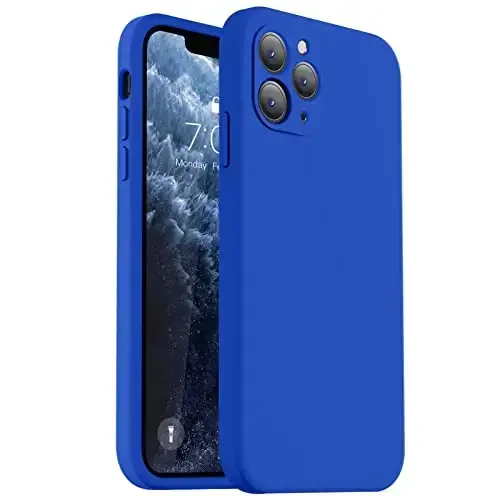 Vooii Compatible with iPhone 11 Pro Case, Upgraded Liquid Silicone with [Flat Edges] [Camera Protection] [Soft Anti-Scratch Microfiber Lining] Phone Case for iPhone 11 Pro 5.8 inch - Klein Blue - VOOII