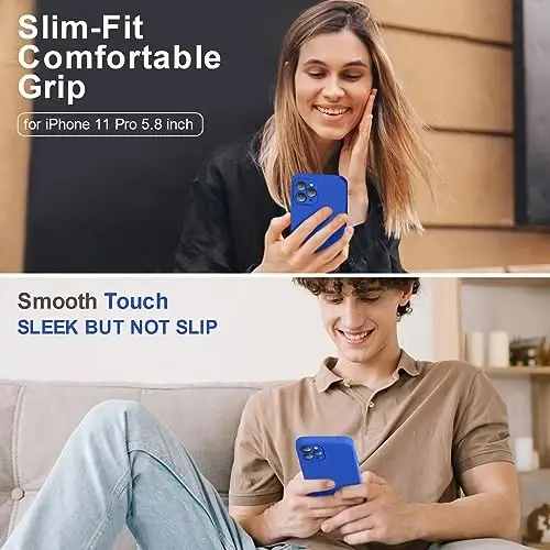 Vooii Compatible with iPhone 11 Pro Case, Upgraded Liquid Silicone with [Flat Edges] [Camera Protection] [Soft Anti-Scratch Microfiber Lining] Phone Case for iPhone 11 Pro 5.8 inch - Klein Blue - 2