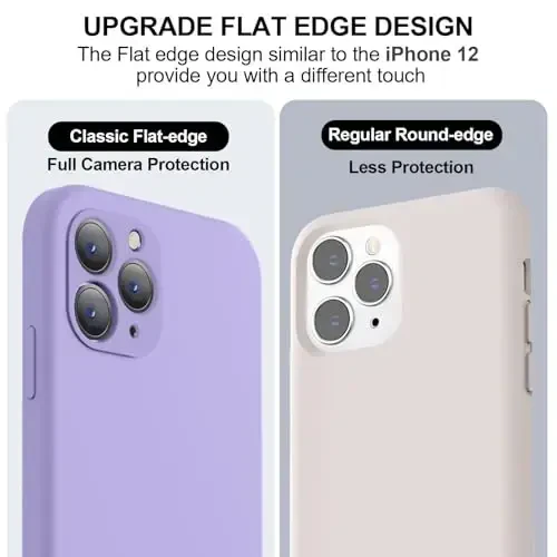 Vooii Compatible with iPhone 11 Pro Case, Upgraded Liquid Silicone with [Flat Edges] [Camera Protection] [Soft Anti-Scratch Microfiber Lining] Phone Case for iPhone 11 Pro 5.8 inch - Light Purple - 3