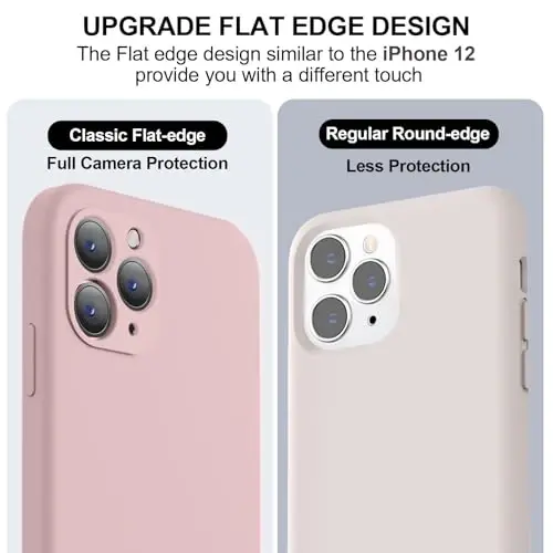 Vooii Compatible with iPhone 11 Pro Case, Upgraded Liquid Silicone with [Flat Edges] [Camera Protection] [Soft Anti-Scratch Microfiber Lining] - Sand Pink - 3