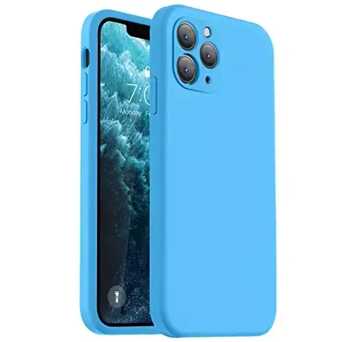 Vooii Compatible with iPhone 11 Pro Max Case, Upgraded Liquid Silicone with [Flat Edges] [Camera Protection] [Soft Anti-Scratch Microfiber Lining] Phone Case for iPhone 11 Pro Max - Blue 