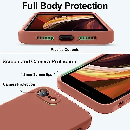 Vooii Compatible with iPhone 11 Pro Max Case, Upgraded Liquid Silicone with [Flat Edges] [Camera Protection] [Soft Anti-Scratch Microfiber Lining] Phone Case for iPhone 11 Pro Max - Caramel - 5