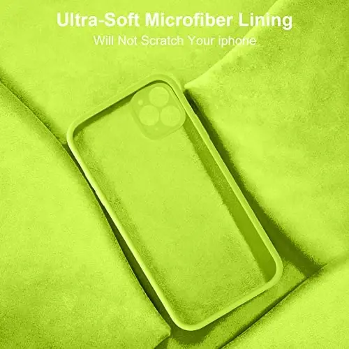 Vooii Compatible with iPhone 11 Pro Max Case, Upgraded Liquid Silicone with [Flat Edges] [Camera Protection] [Soft Anti-Scratch Microfiber Lining] Phone Case for iPhone 11 Pro Max-Fluorescent Green - 1