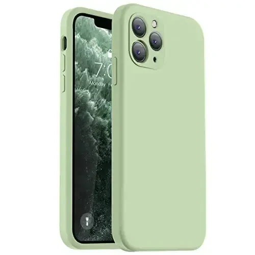 Vooii Compatible with iPhone 11 Pro Max Case, Upgraded Liquid Silicone with [Flat Edges] [Camera Protection] [Soft Anti-Scratch Microfiber Lining] Phone Case for iPhone 11 Pro Max - Matcha - 1