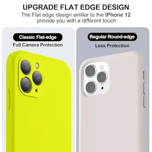 Vooii Compatible with iPhone 11 Pro Max Case, Upgraded Liquid Silicone with [Flat Edges] [Camera Protection] [Soft Anti-Scratch Microfiber Lining] Phone Case for iPhone 11 Pro Max - Neon Lemon - 3
