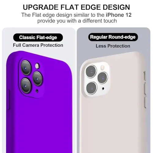 Vooii Compatible with iPhone 11 Pro Max Case, Upgraded Liquid Silicone with [Flat Edges] [Camera Protection] [Soft Anti-Scratch Microfiber Lining] Phone Case for iPhone 11 Pro Max - Neon Purple - 3