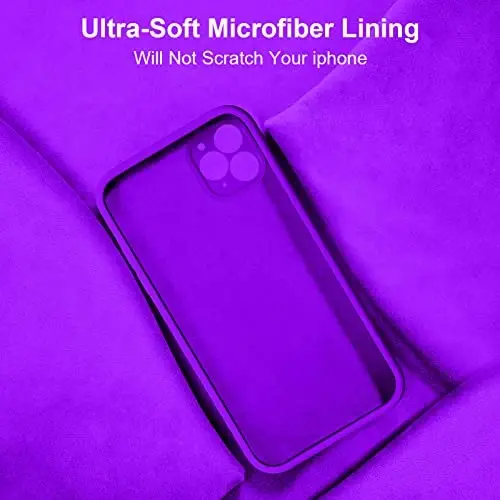 Vooii Compatible with iPhone 11 Pro Max Case, Upgraded Liquid Silicone with [Flat Edges] [Camera Protection] [Soft Anti-Scratch Microfiber Lining] Phone Case for iPhone 11 Pro Max - Neon Purple 