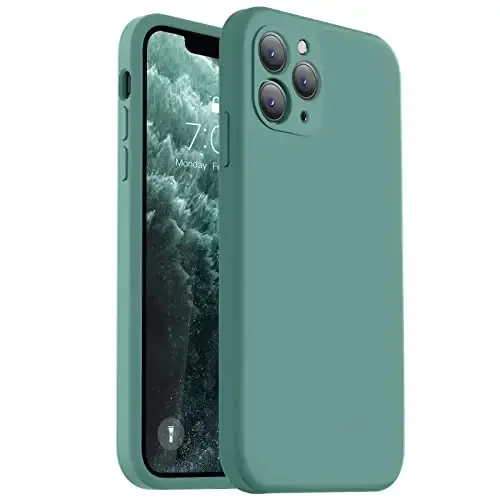 Vooii Compatible with iPhone 11 Pro Max Case, Upgraded Liquid Silicone with [Flat Edges] [Camera Protection] [Soft Anti-Scratch Microfiber Lining] Phone Case for iPhone 11 Pro Max - Pine Green - VOOII