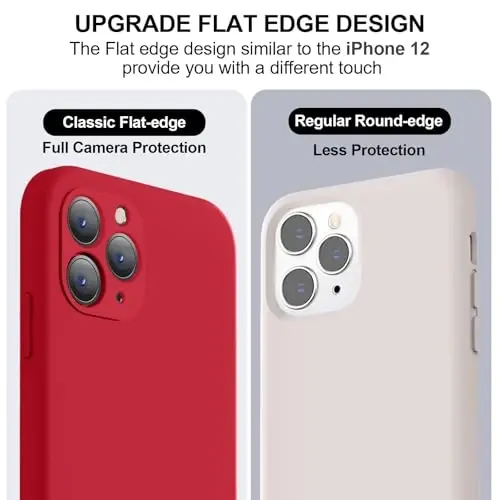 Vooii Compatible with iPhone 11 Pro Max Case, Upgraded Liquid Silicone with [Flat Edges] [Camera Protection] [Soft Anti-Scratch Microfiber Lining] Phone Case for iPhone 11 Pro Max - Red - 3
