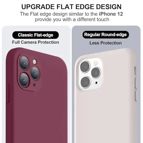 Vooii Compatible with iPhone 11 Pro Max Case, Upgraded Liquid Silicone with [Flat Edges] [Camera Protection] [Soft Anti-Scratch Microfiber Lining] Phone Case for iPhone 11 Pro Max - WineRed - 3