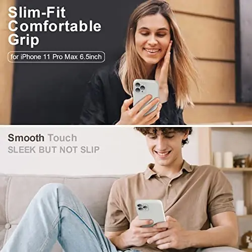 Vooii Compatible with iPhone 11 Pro Max Case with [Soft Anti-Scratch Microfiber Lining] [Camera Protection] [Flat Edges] Upgraded Liquid Silicone Phone Case for iPhone 11 Pro Max - Stone - VOOII (1)