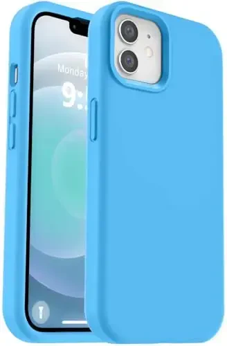 Vooii Compatible with iPhone 12 Case/iPhone 12 Pro Case, Liquid Silicone Upgrade [Soft Anti-Scratch Microfiber Lining] [Shockproof Drop Protection] Phone Case 6.1 inch - Blue - VOOII