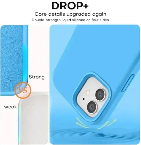 Vooii Compatible with iPhone 12 Case/iPhone 12 Pro Case, Liquid Silicone Upgrade [Soft Anti-Scratch Microfiber Lining] [Shockproof Drop Protection] Phone Case 6.1 inch - Blue - 4