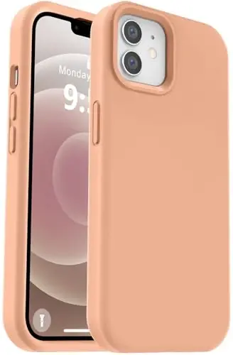 Vooii Compatible with iPhone 12 Case/iPhone 12 Pro Case, Liquid Silicone Upgrade [Soft Anti-Scratch Microfiber Lining] [Shockproof Drop Protection] Phone Case 6.1 inch - Cantaloupe - VOOII