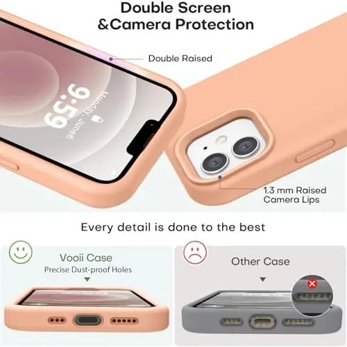 Vooii Compatible with iPhone 12 Case/iPhone 12 Pro Case, Liquid Silicone Upgrade [Soft Anti-Scratch Microfiber Lining] [Shockproof Drop Protection] Phone Case 6.1 inch - Cantaloupe - 3