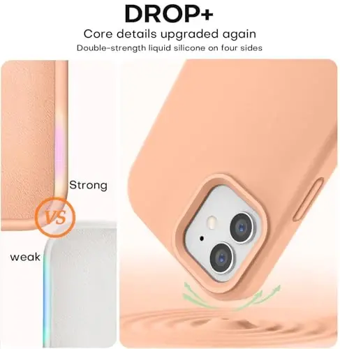 Vooii Compatible with iPhone 12 Case/iPhone 12 Pro Case, Liquid Silicone Upgrade [Soft Anti-Scratch Microfiber Lining] [Shockproof Drop Protection] Phone Case 6.1 inch - Cantaloupe - 4