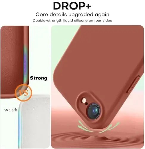 Vooii Compatible with iPhone 12 Case/iPhone 12 Pro Case, Liquid Silicone Upgrade [Soft Anti-Scratch Microfiber Lining] [Shockproof Drop Protection] Phone Case 6.1 inch - Caramel - 4