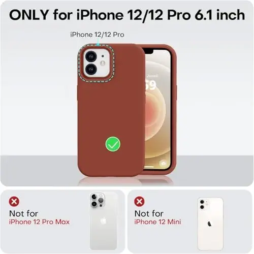 Vooii Compatible with iPhone 12 Case/iPhone 12 Pro Case, Liquid Silicone Upgrade [Soft Anti-Scratch Microfiber Lining] [Shockproof Drop Protection] Phone Case 6.1 inch - Caramel - 5