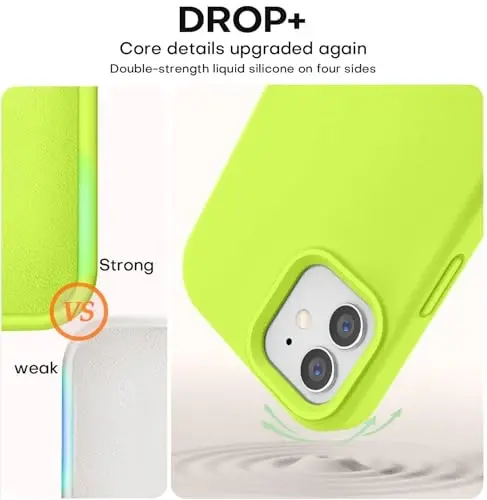 Vooii Compatible with iPhone 12 Case/iPhone 12 Pro Case, Liquid Silicone Upgrade [Soft Anti-Scratch Microfiber Lining] [Shockproof Drop Protection] Phone Case 6.1 inch - Fluorescent Green - 4